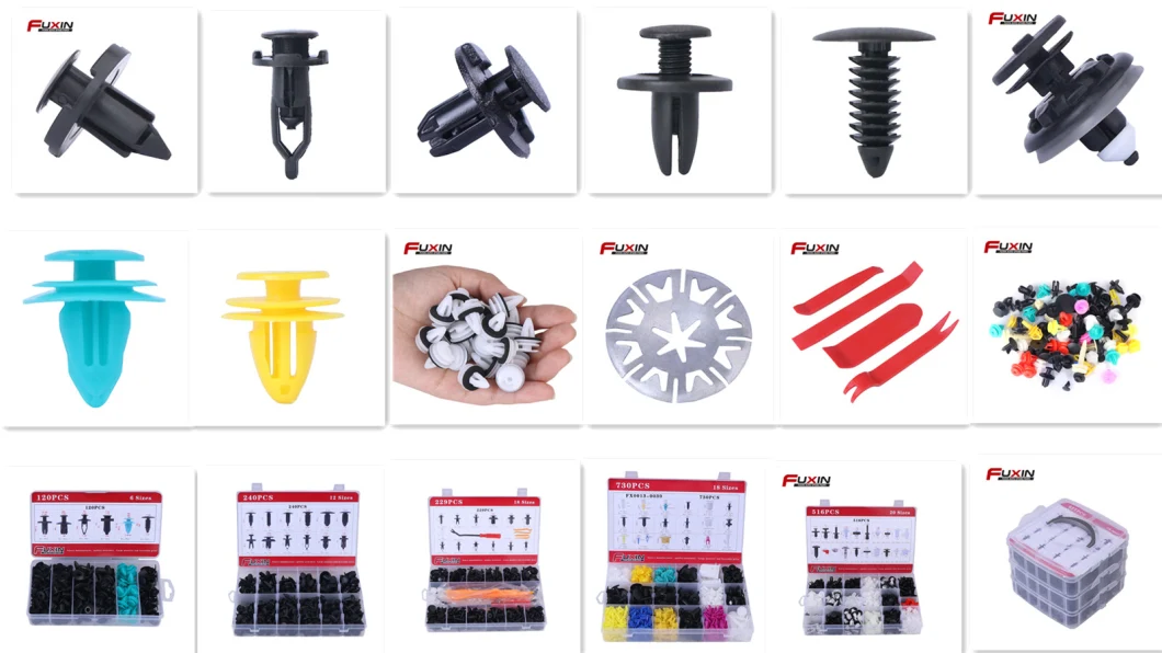 730PCS 18 Sizes Mixed 8mm Mixed Car Body Push Retainer Pin Rivet Bumper Door Trim Panel Retainer Fastener Kit Auto Fastener Clip